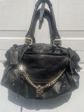 Chloé paddington Black Leather Chain-Accent Shoulder Bag